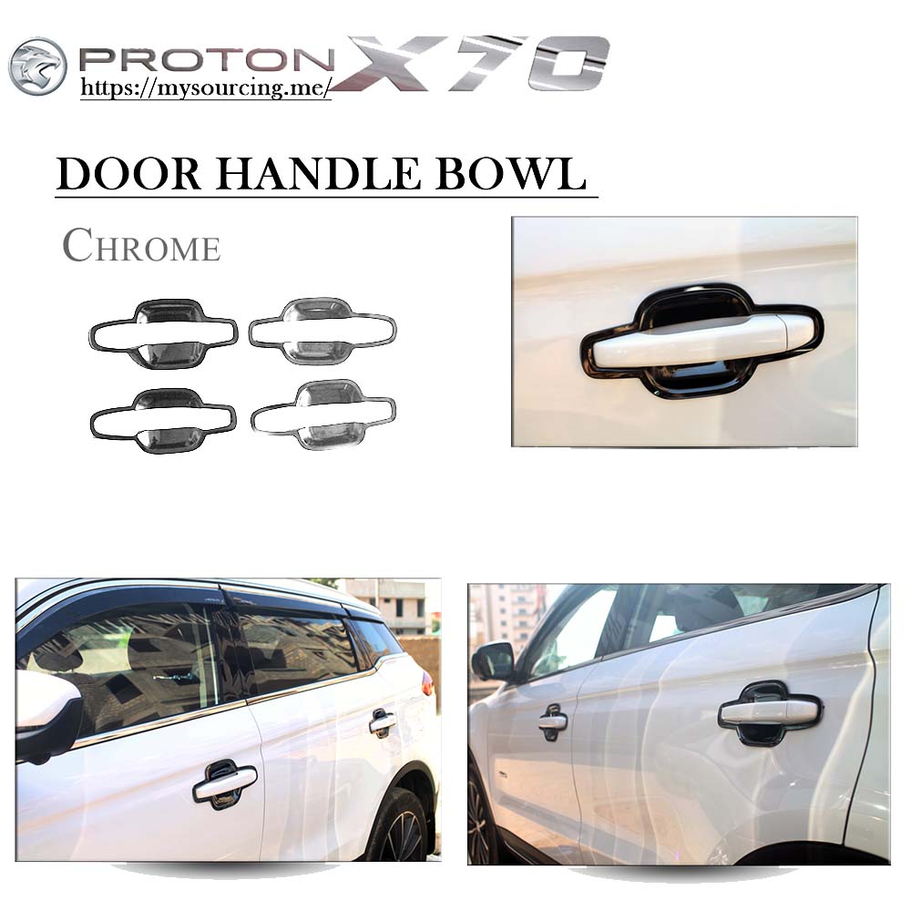 Proton X70 Door Handle Bowl Protector (4pcs Set) steel Chrome Model 2020-2022