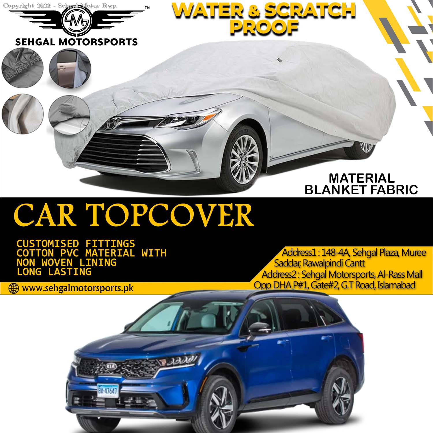 Kia Sorento Top Cover Blanket Fabric Model 2020-2022