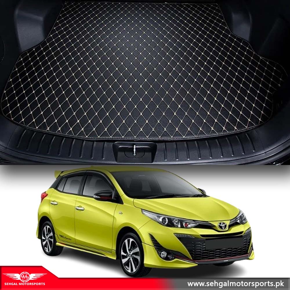 Toyota Yaris 7D Eco Trunk Mat Black With Beige Stitch Model 2020-2021