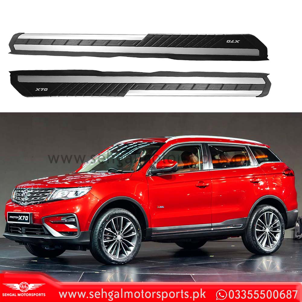 Proton X70 Side Steps E Style Aluminum fiber Black Model 2020-2022