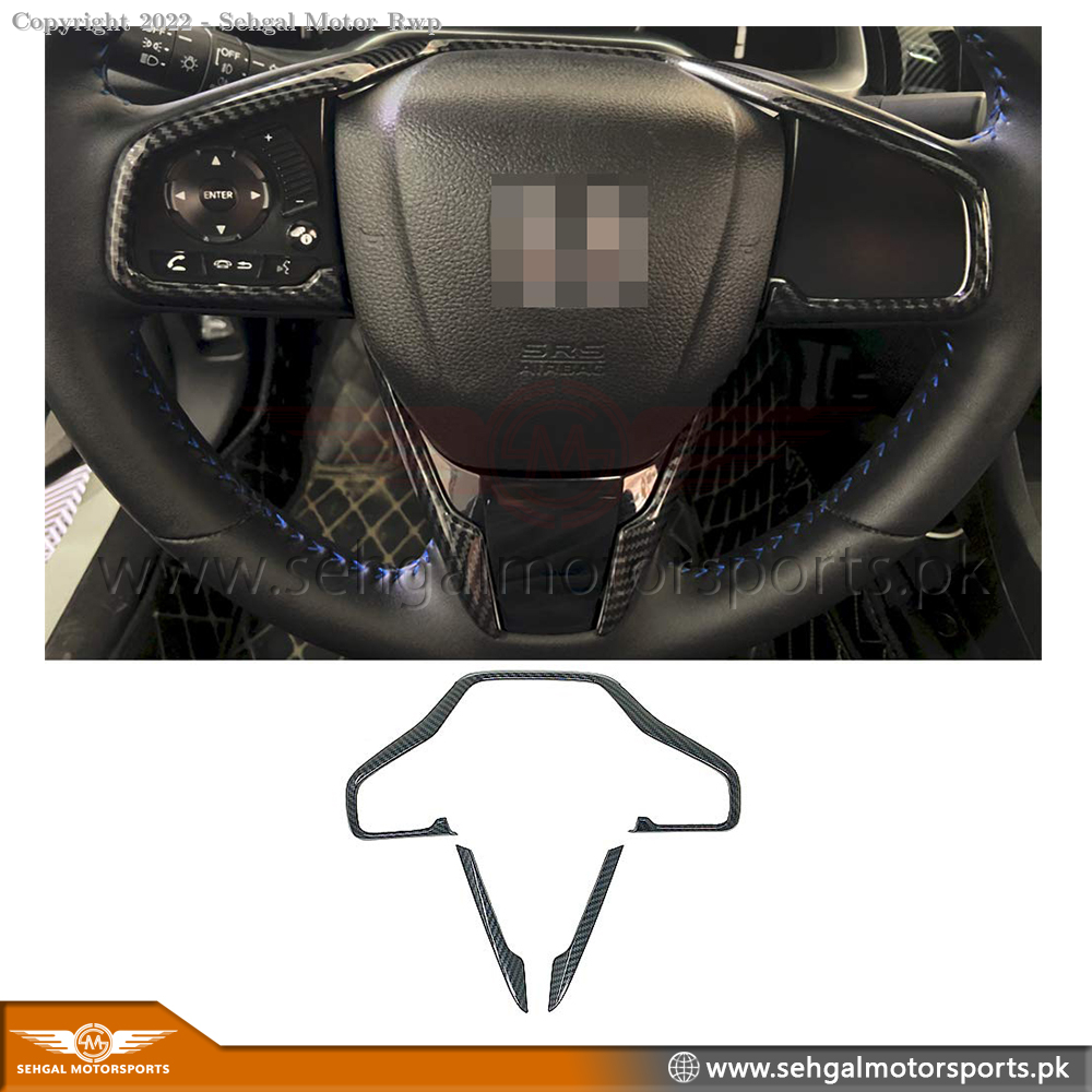 Honda Civic Steering Wheel Carbon Fiber Trim Set  Model 2017-2021