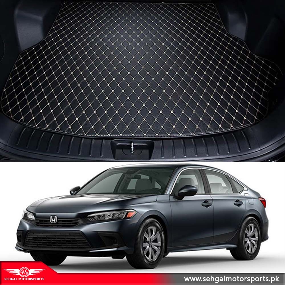 Honda Civic 7D ECO Trunk Mat Black With Beige Stitch Model 2022-2023