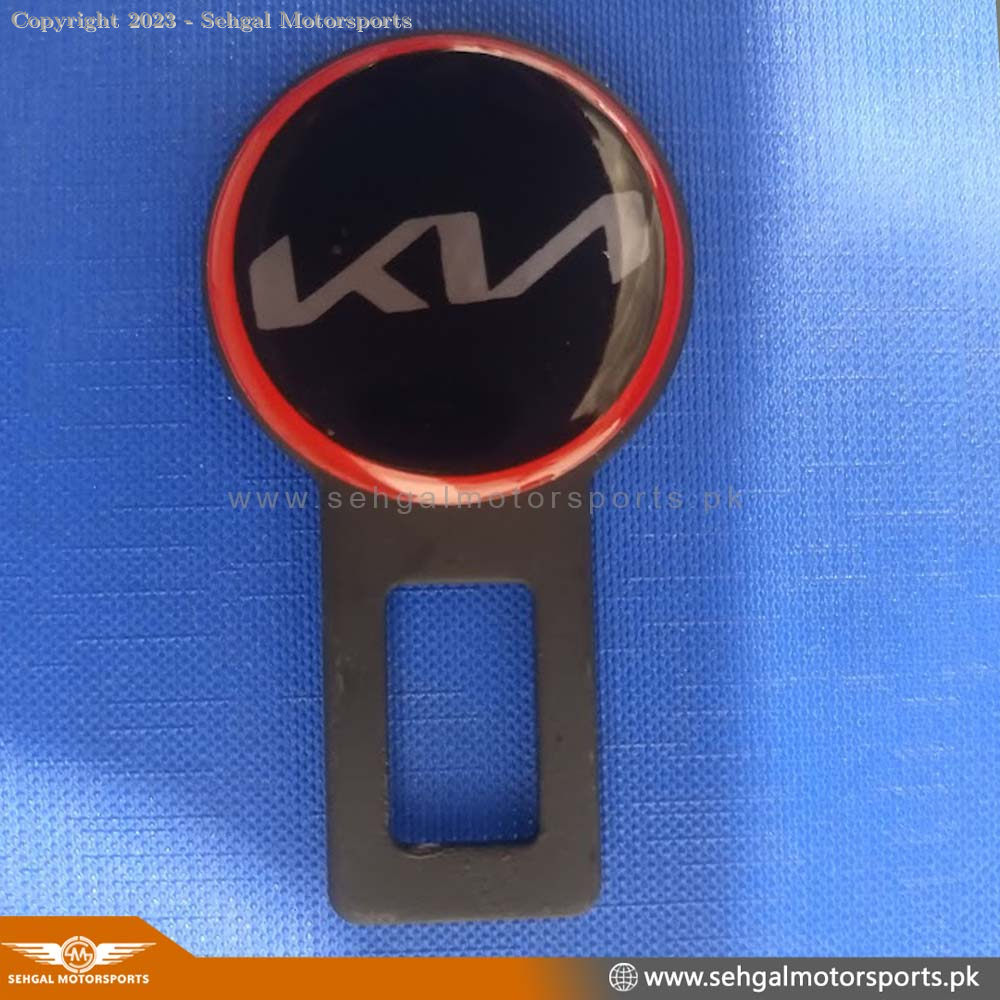Kia Seat Belt Clip Metal Black with Red Line (pair)
