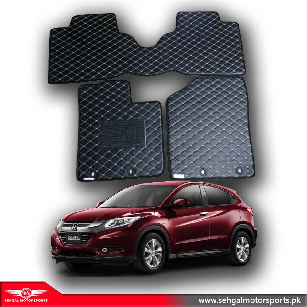 Honda Vezel 7D Eco Floor Mat Black with Beige Stitch Model 2013-2021