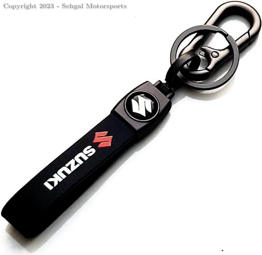 Suzuki Leather Strip KeyChain With Logo Black