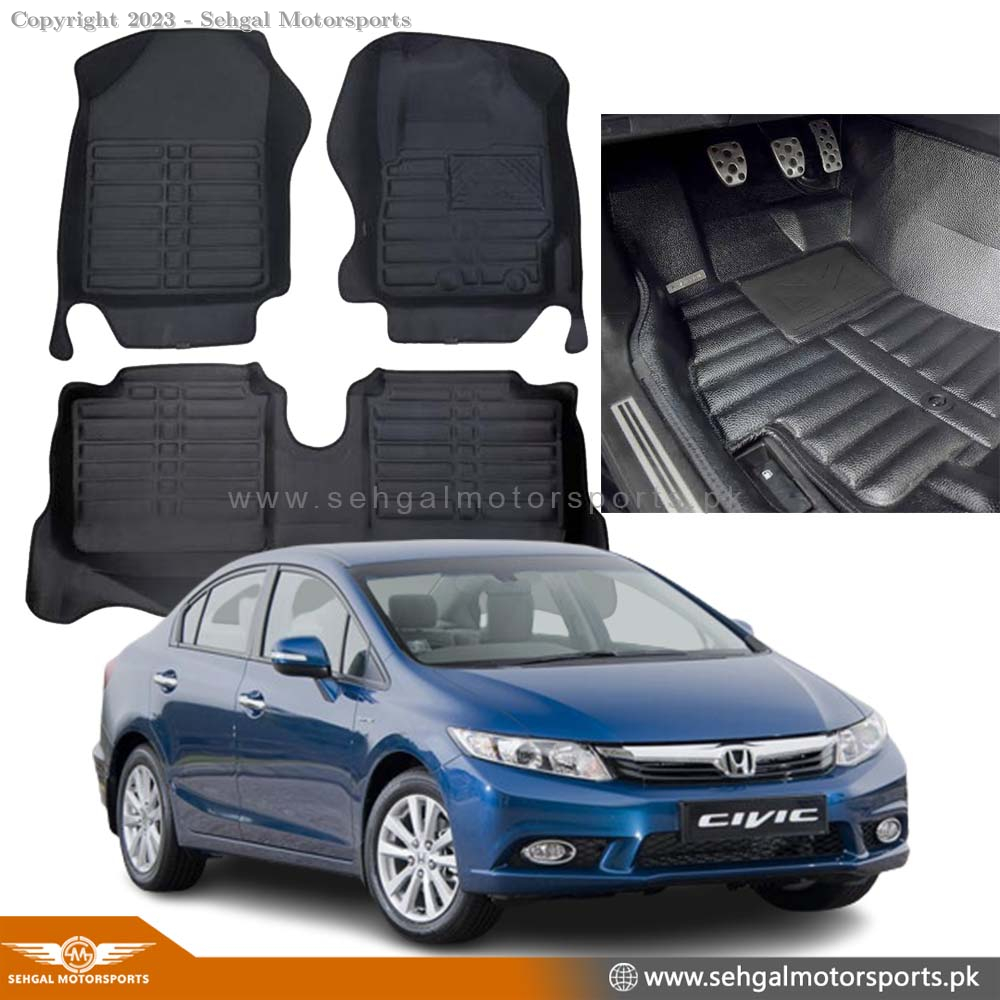Honda Civic 5D Floor Mat Black 3pcs Model 2012-2016