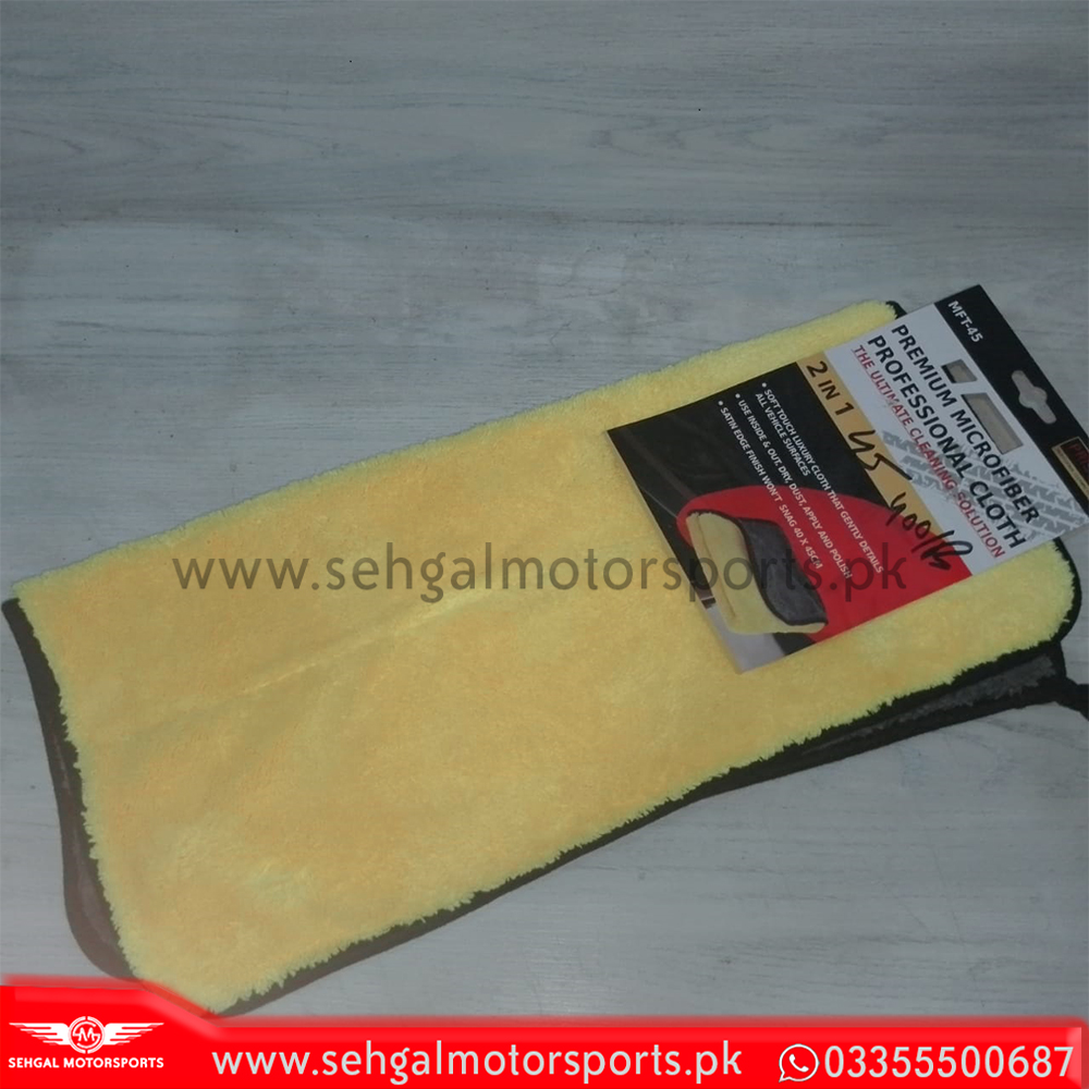 Microfiber Towel Double Sided Yellow Gray 45x40 1000g