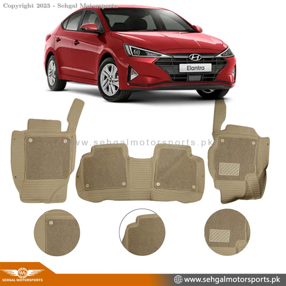 Hyundai Elantra 10D Floor Mat Beige 3 PCS Model 2021-2022