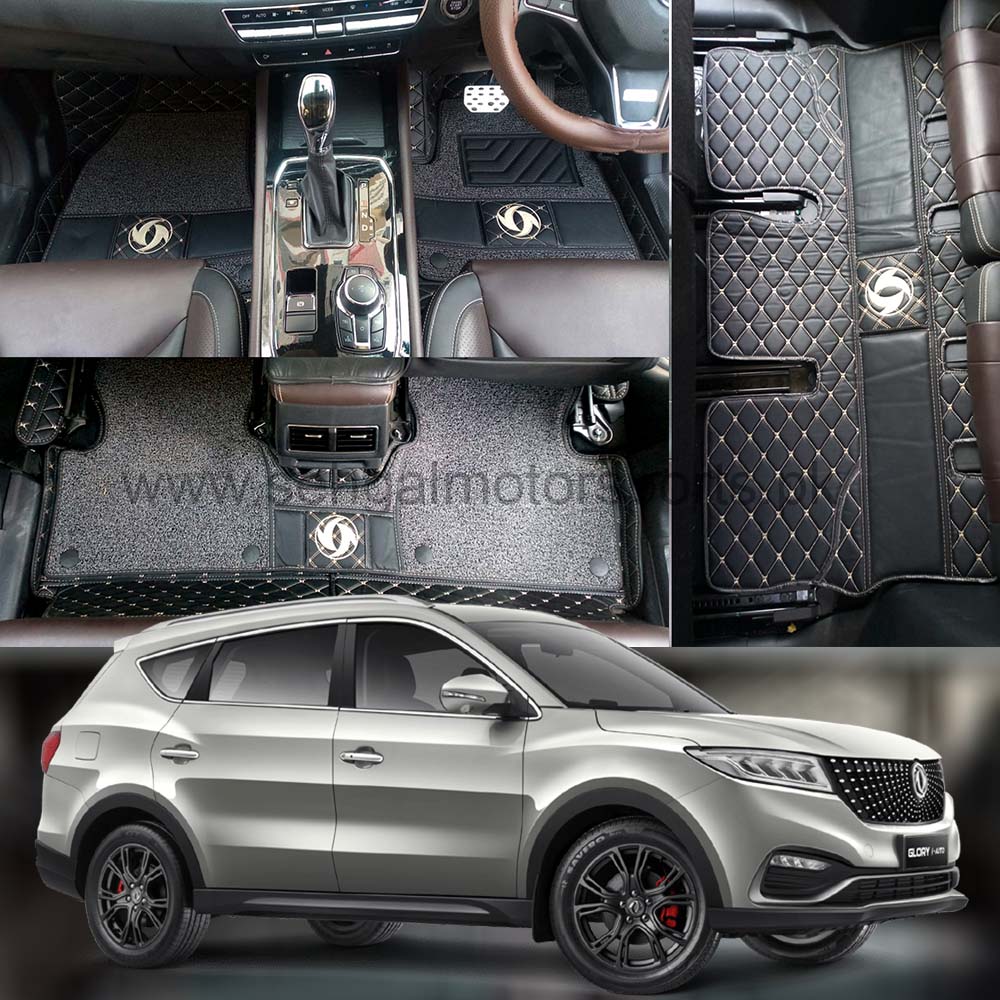 DFSK Glory 580 9D Floor Mats Black With Gray Stitched Model 2019-2022