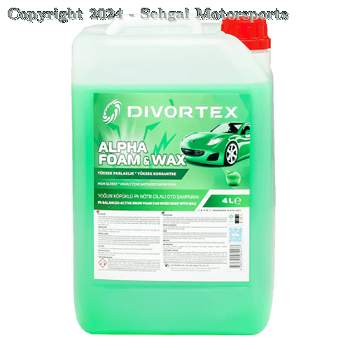 Divortex Alpha Foam pH Balanced Shampoo with Wax - Green Apple Scent (4 Ltr)