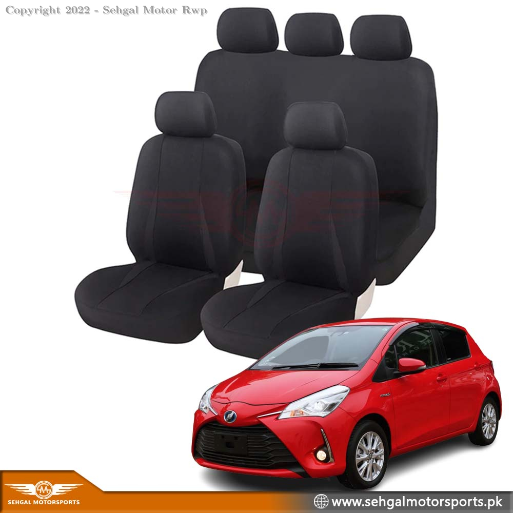 Toyota Vitz Seat Cover Leather Ride LR_9 Black With Red Stitch Model 2018