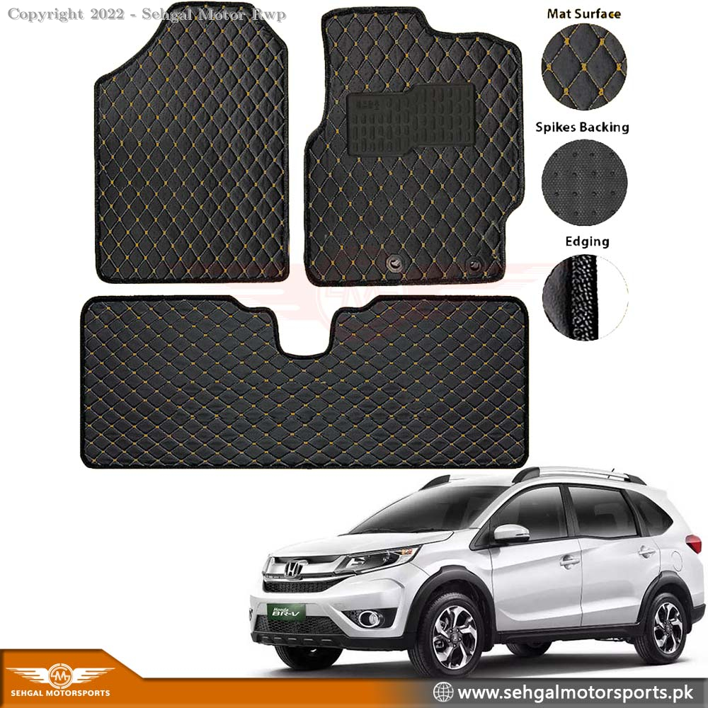Honda BRV 7D ECO Floor Mat Black With Beige 5Pcs Model 2016-2021