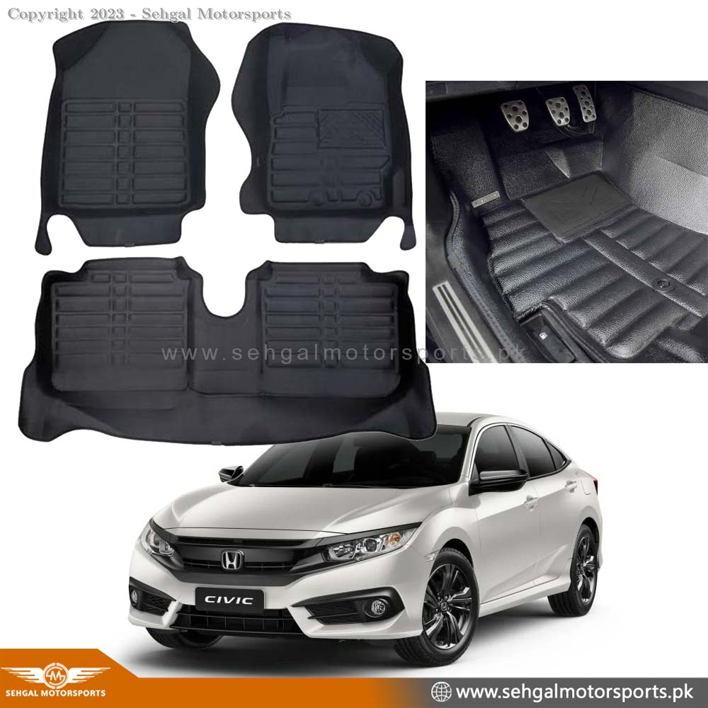 Honda Civic 5D Floor Mat Black 3pcs Model 2017-2021