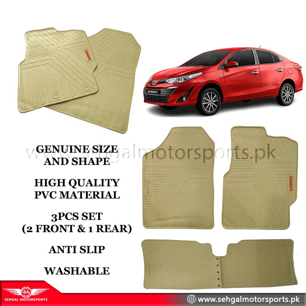 Toyota Yaris Rubber Floor Mat Beige (Imported) Model 2019-2022