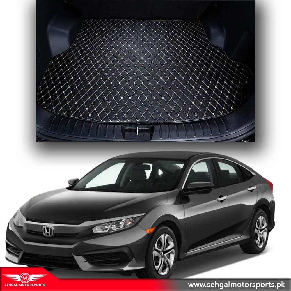 Honda Civic 7D Eco Trunk Mat Black With Beige Stitch Model 2016-2021