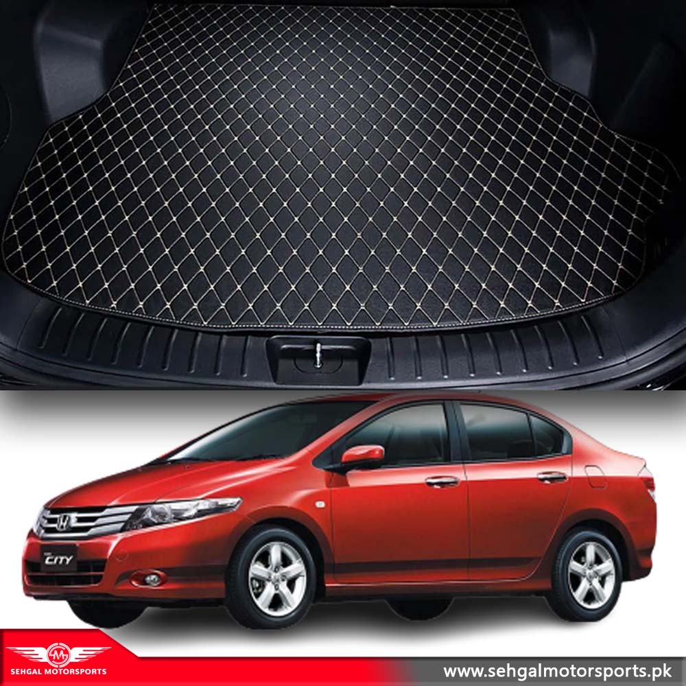Honda City 7D Eco Trunk Mat Black With Beige Stitch Model 2009-2020