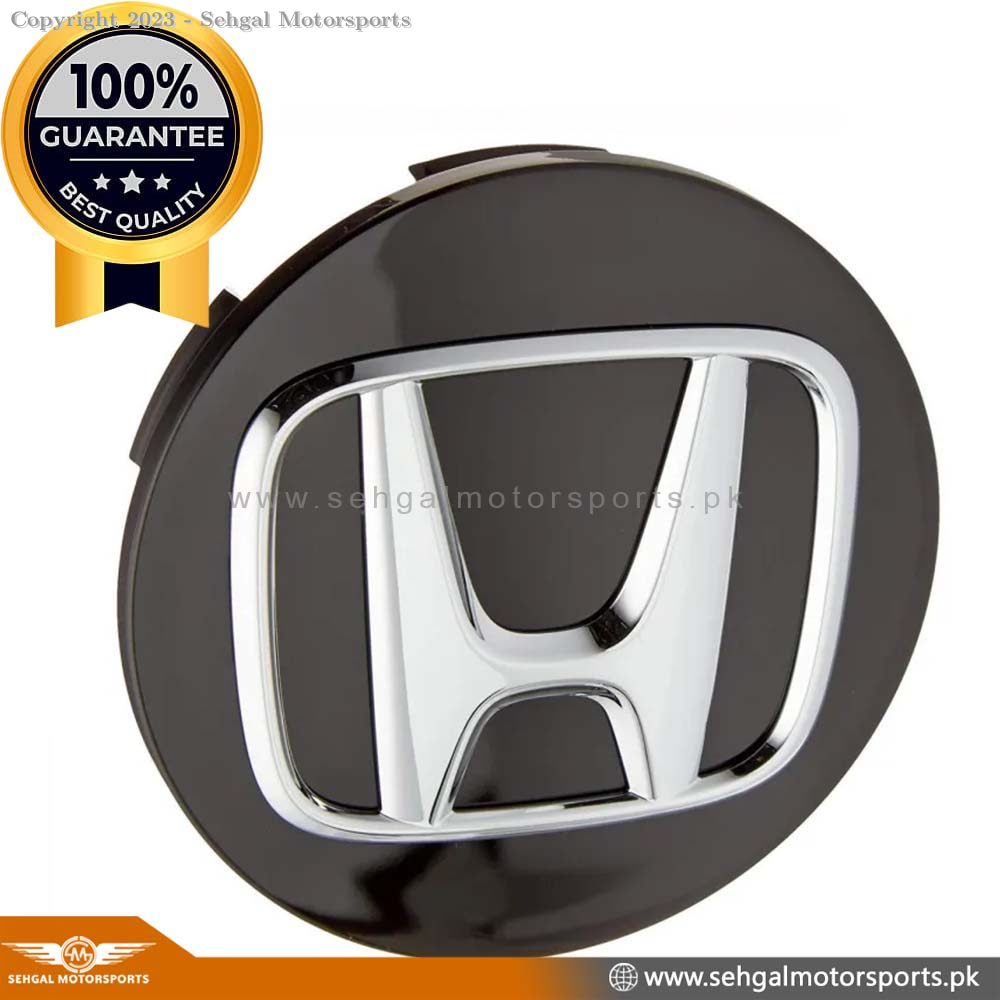 Honda Wheel Cup Set of 4 Pcs Black & Chrome Genuine