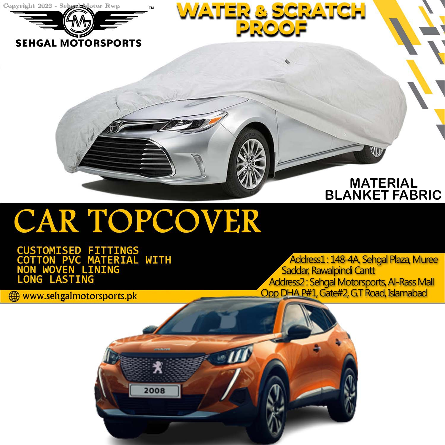 Peugeot Top Cover Blanket Fabric Model 2015-2021