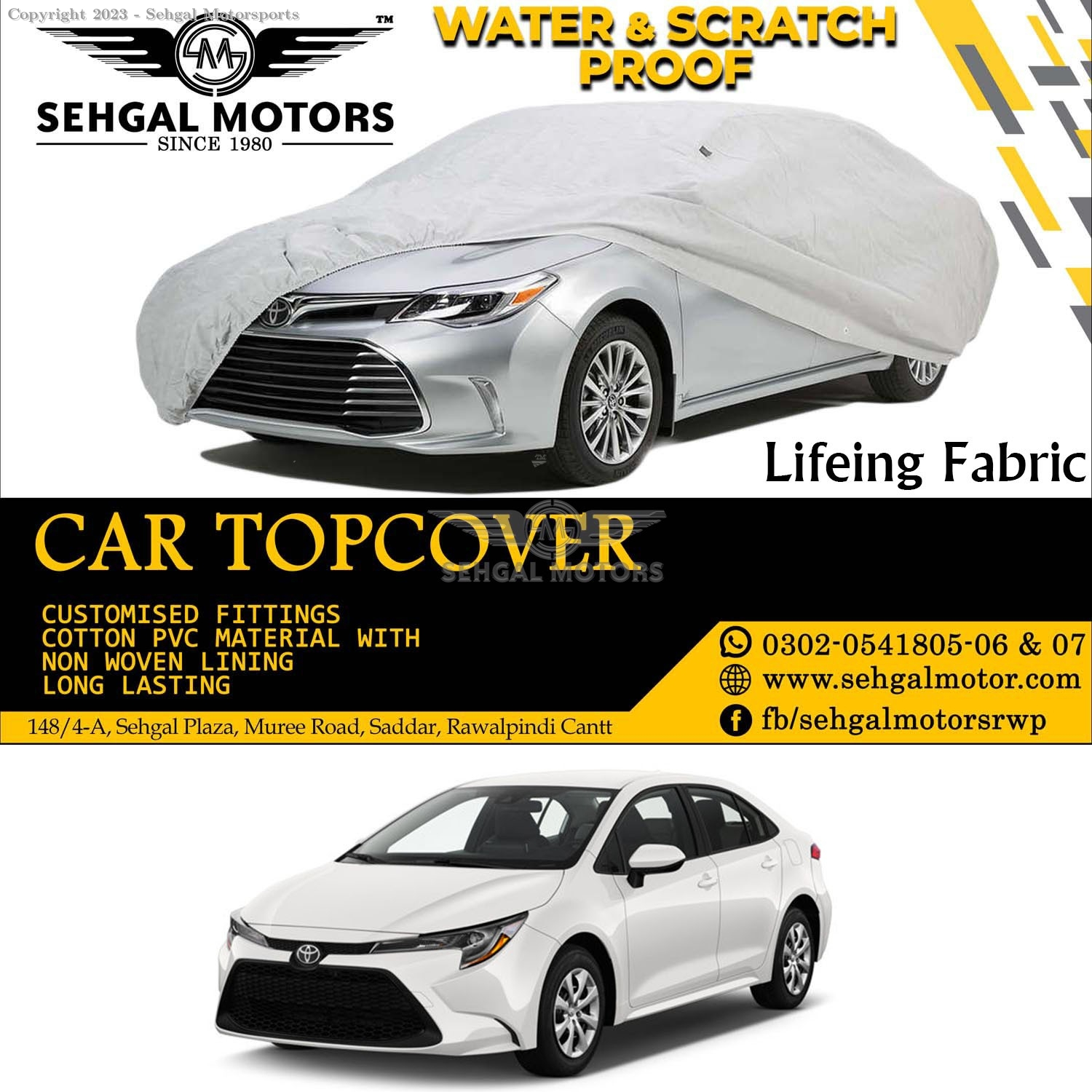 Toyota Corolla X Top Cover Lifieng Fabric Model 2022-2023