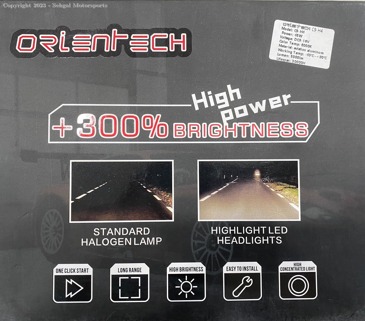 OrienTech C9 H4 45W, 3450 lumen.