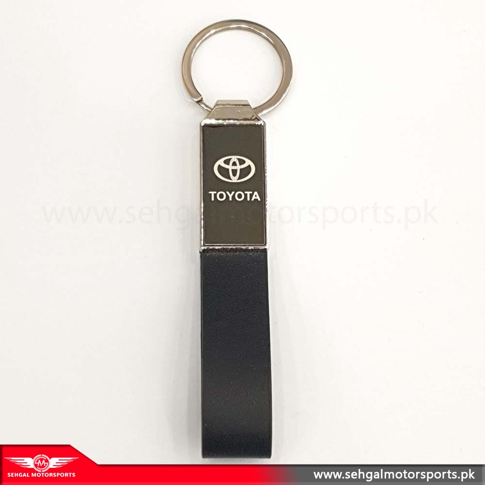 Toyota Logo Key Chain Leather Strip Black