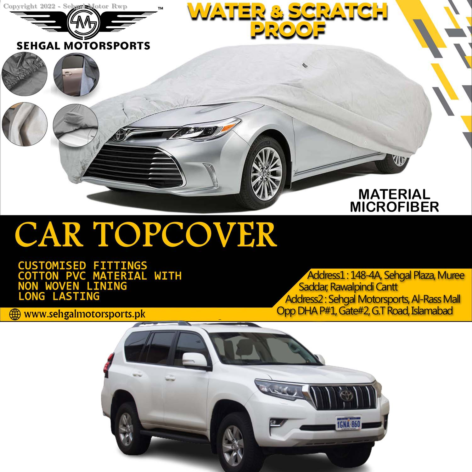 Toyota Prado FJ150 Top Cover Microfiber Model 2015-2021