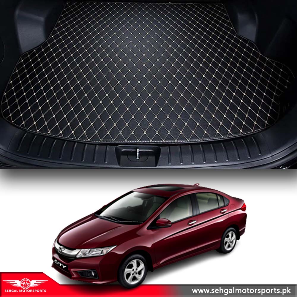 Honda City 7D Eco Trunk Mat Black With Beige Stitch Model 2022-2023