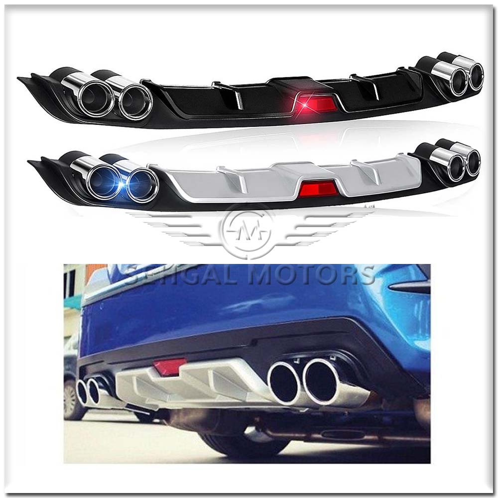 Honda Civic Dual Exhaust Diffuser With Red LED 3rd Brake Light Glossy BlackModel 2017-2021