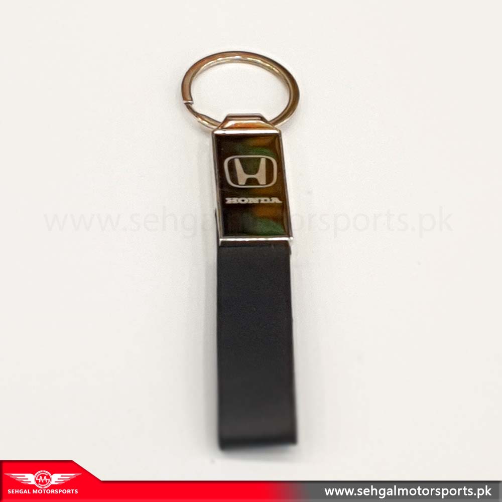 Honda Logo Key Chain Leather Strip Black