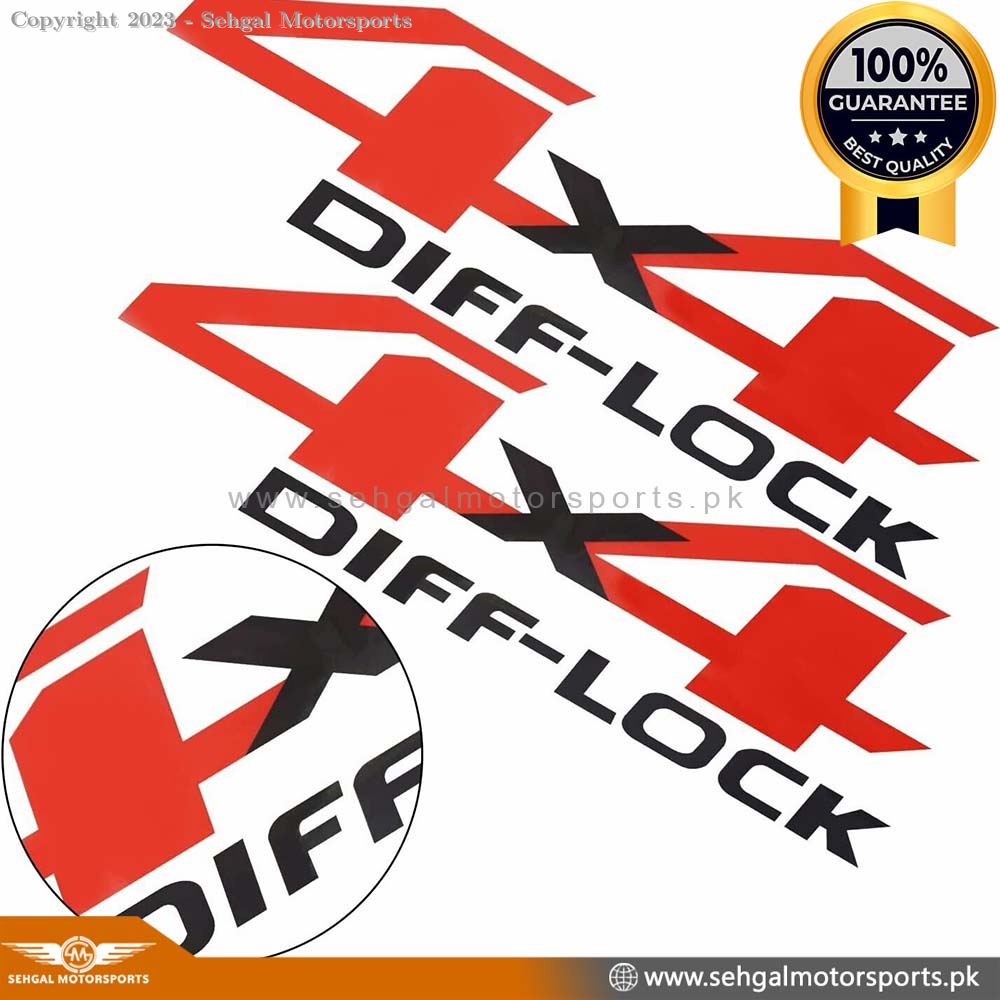 Sticker 4x4 Diff-Lock (Red) Pair Genuine