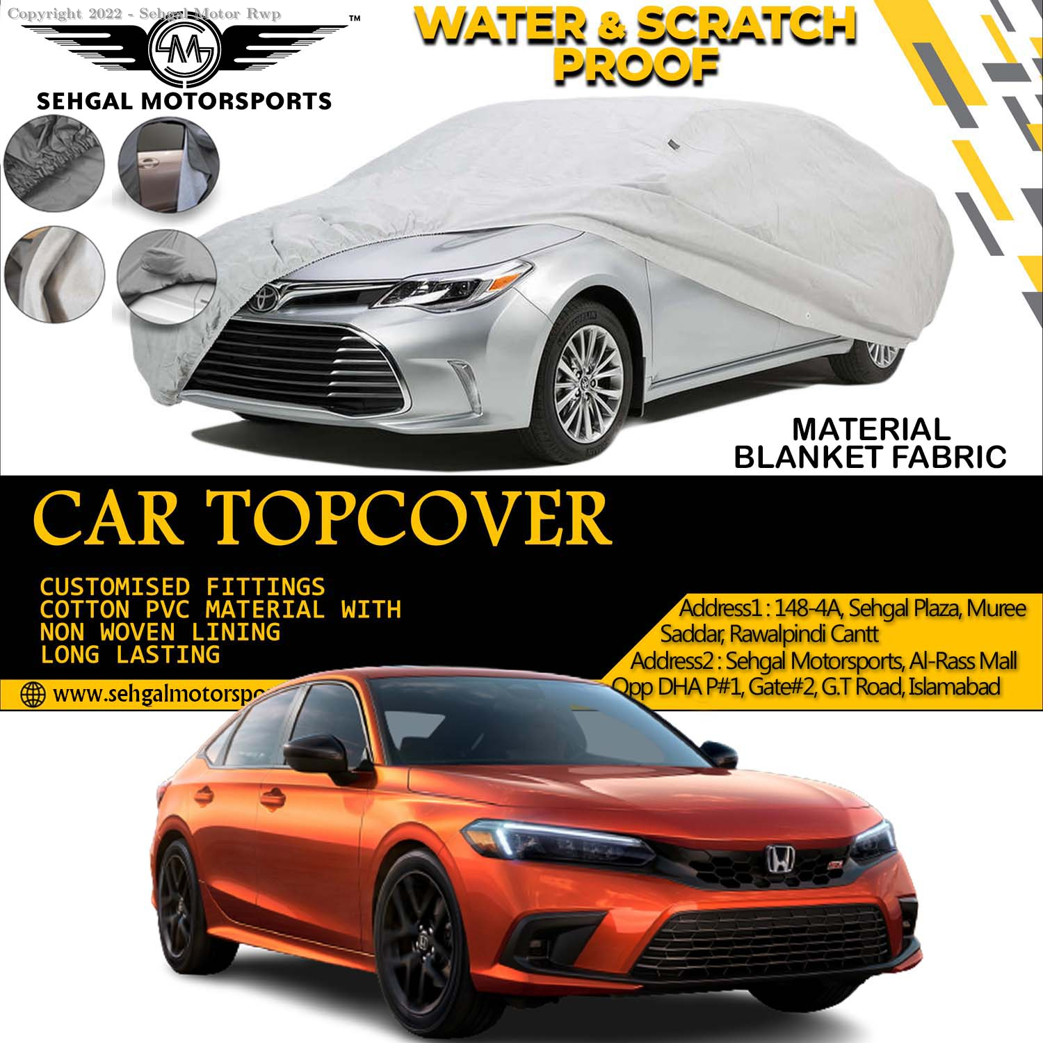 Honda Civic RS Top Cover Blanket Fabric Model 2022-2023