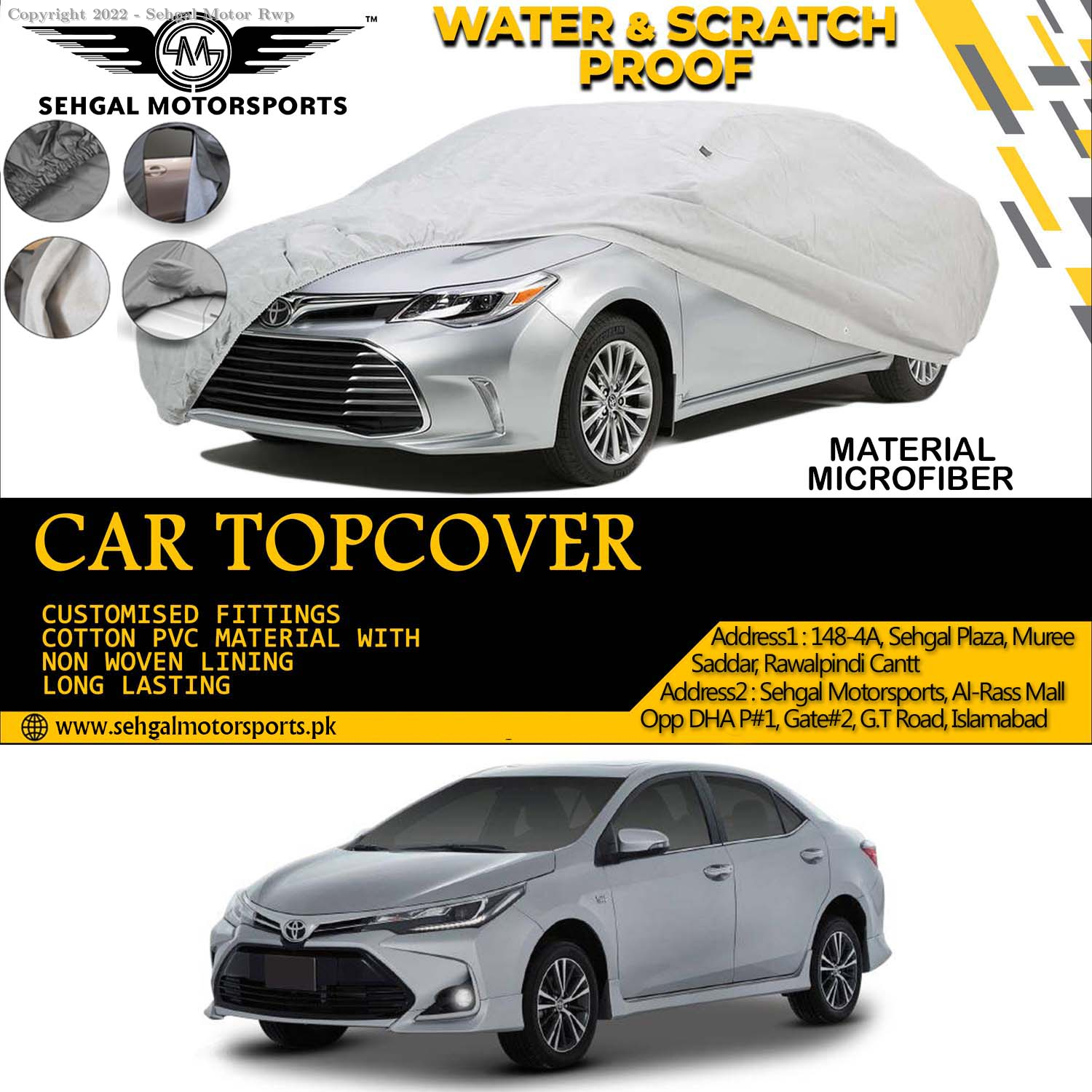 Toyota Corolla Grande Top Cover Microfiber Model 2019-2022