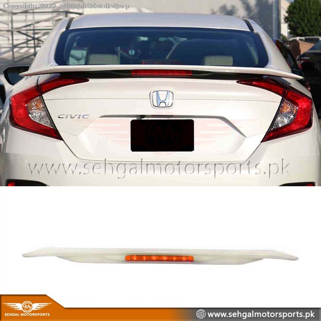 Honda Civic Spoiler LED RS Style Un-painted (PK) Model 2017-2021