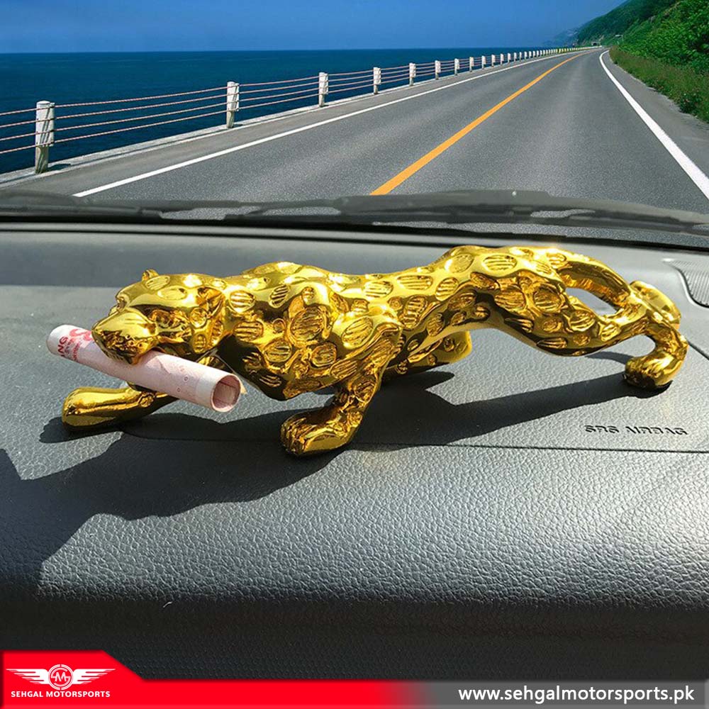 Leopard Decoration For Car Dashboard - Golden
