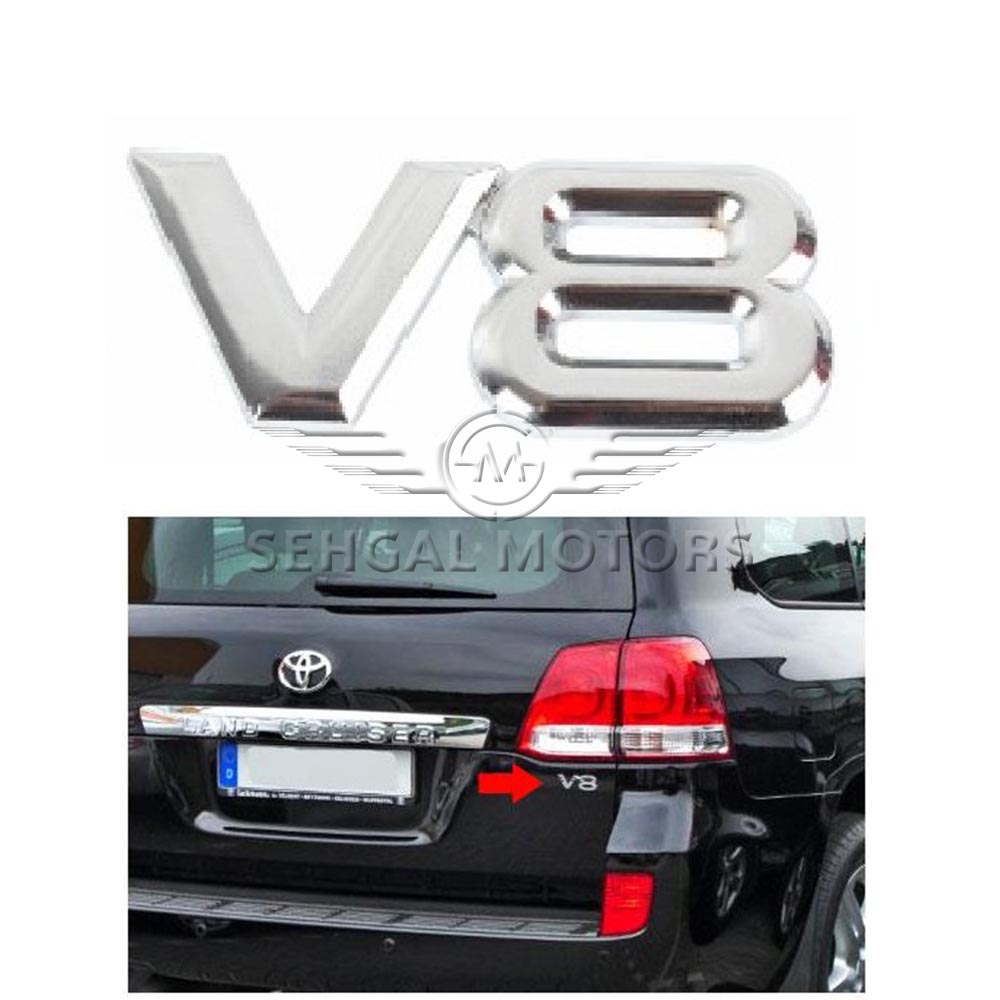 Toyota Land Cruiser OEM V8 Monogram logo Emblem original Chrome - Each