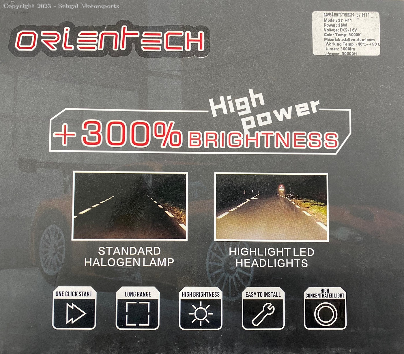 OrienTech S7-H11 25W, 2200 Lumen.