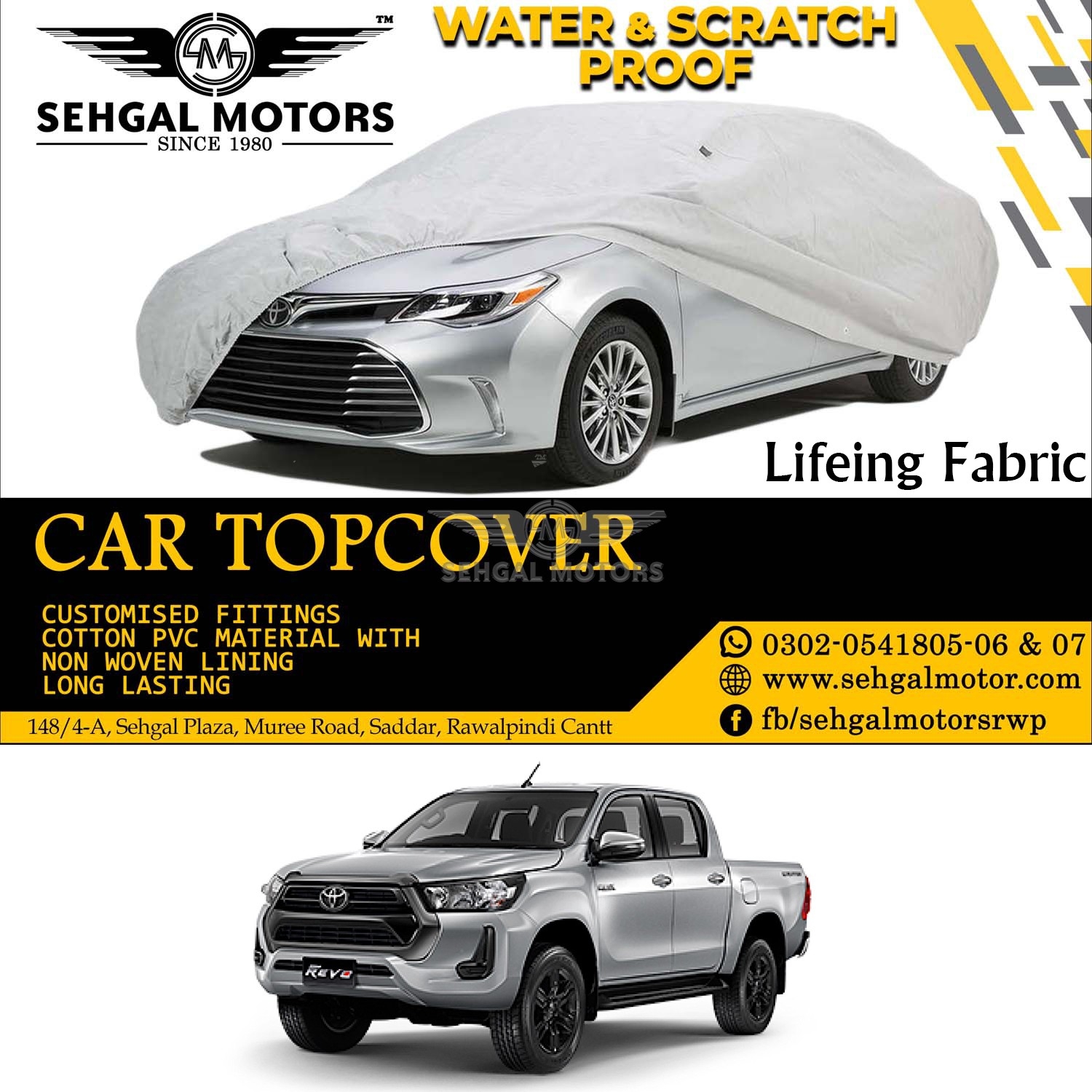 Toyota Hilux Revo Top Cover Lifeing Fabric Model 2017-2021