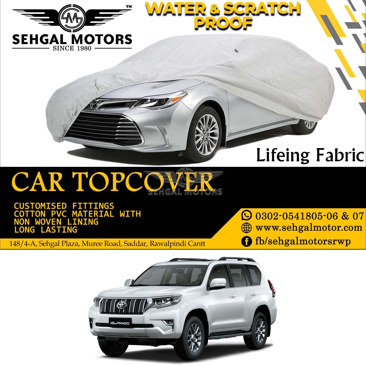 Toyota Prado Fj150 Top Cover Lifeing Fabric Model 2009-2018