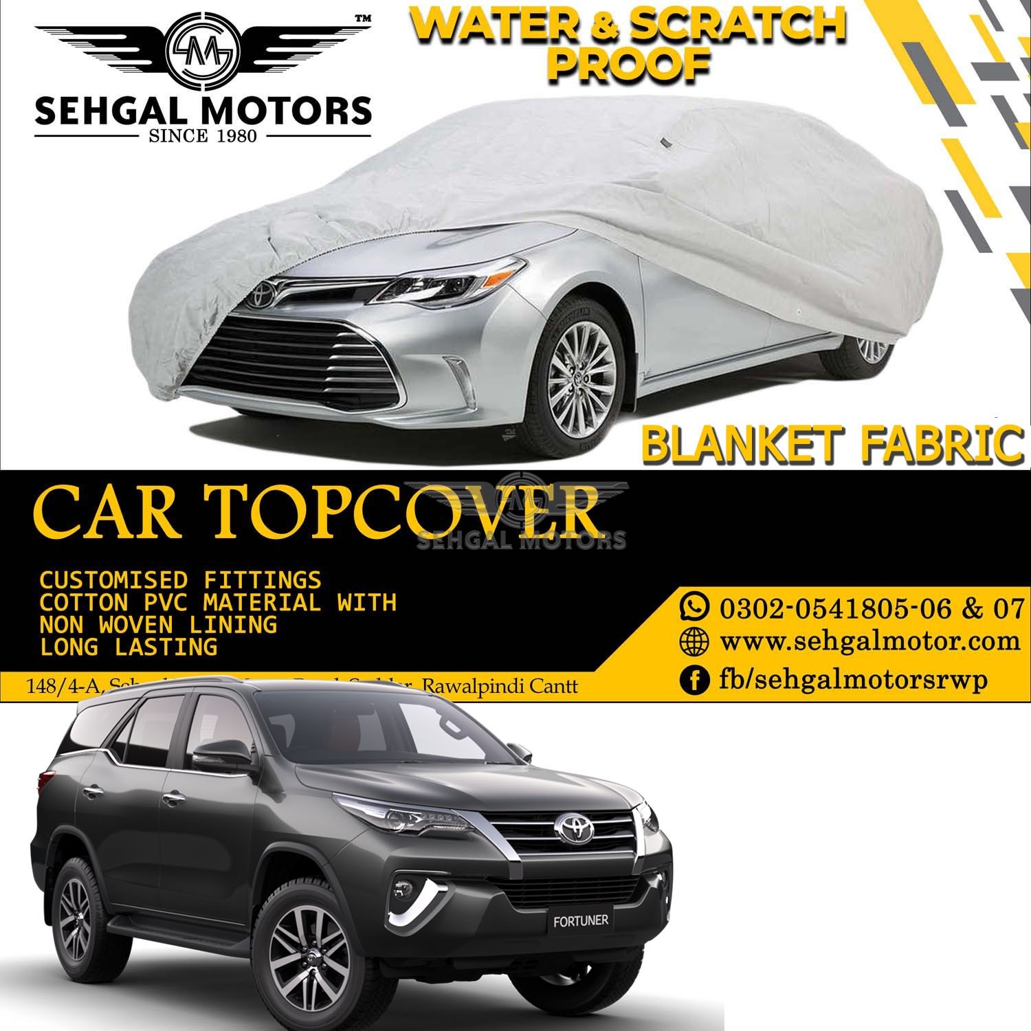 Toyota Fortuner Top Cover Blanket Fabric Model 2017-2021