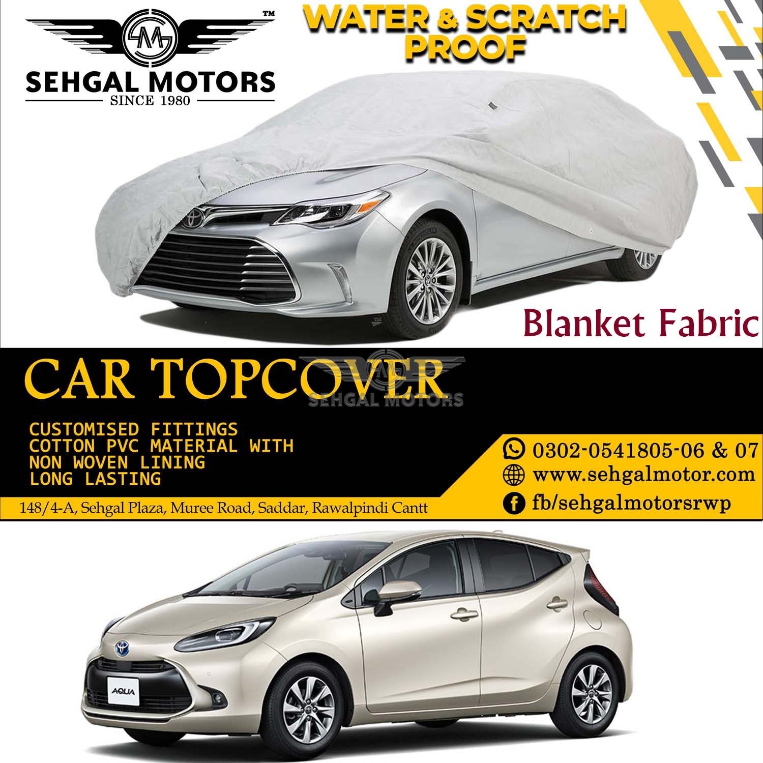 Toyota Aqua Top Cover Blanket Fabric Model 2012-2019