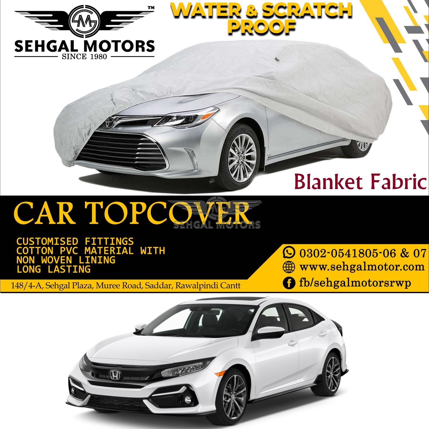 Honda Civic Top Cover Blanket Fabric Model 2017-2021