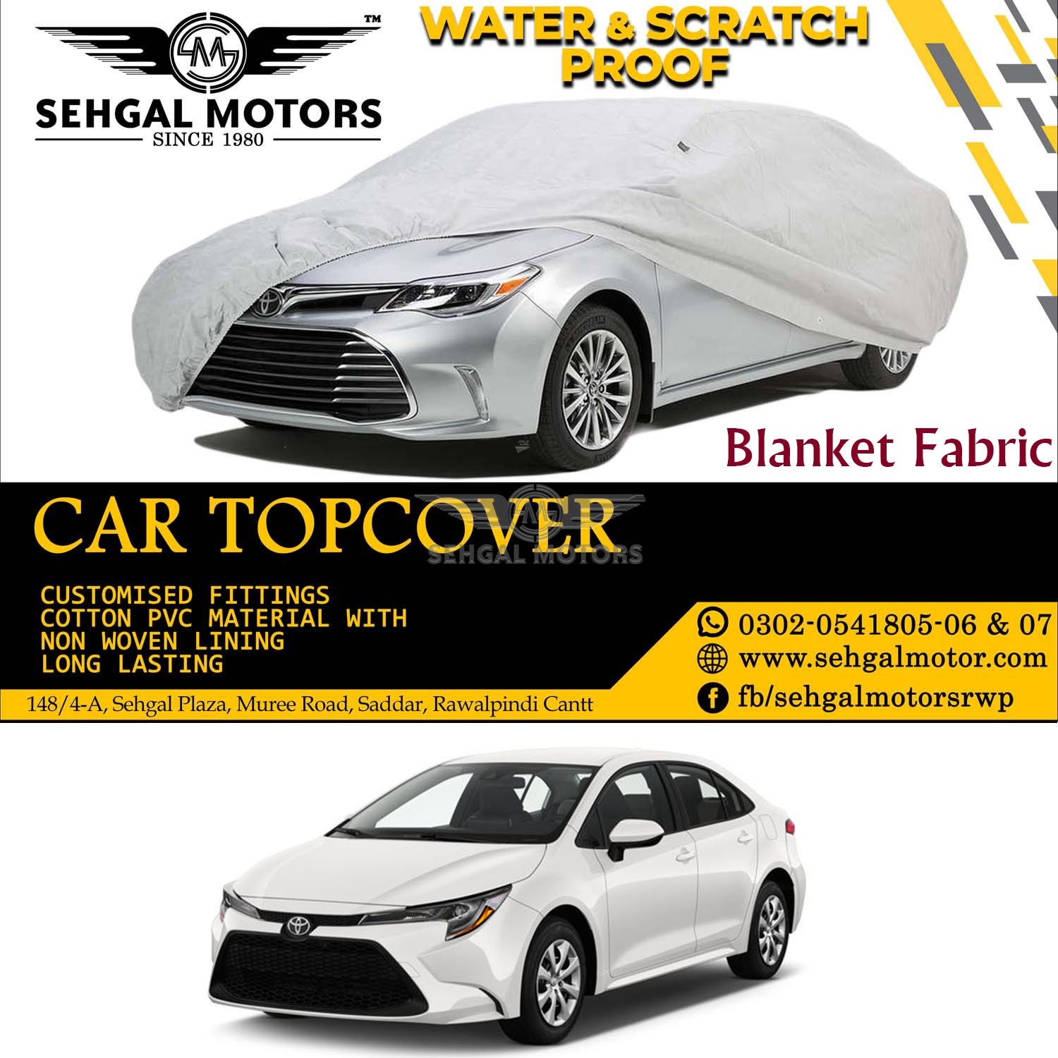 Toyota Corolla Top Cover Blanket Fabric Model 2016-2021