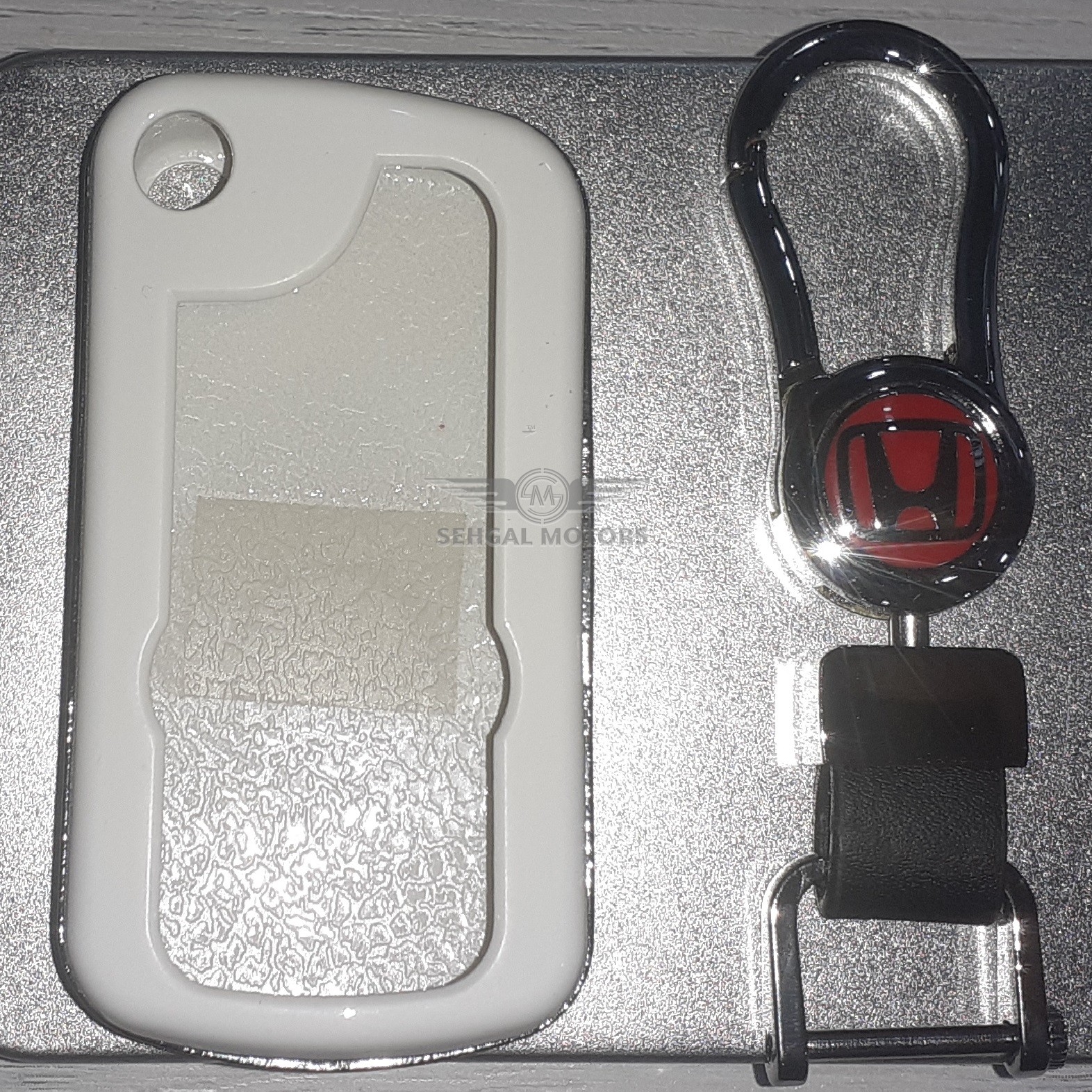 Honda Civic Plastic Key Cover With Key Chain - WHITE | Silver Box | Model 2012-2016