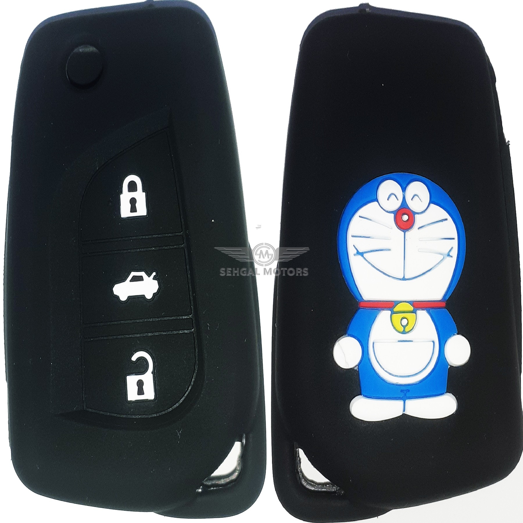 Toyota Corolla PVC Silicone Protection Key Cover Jack Knife 3 Button  With Doremon - Model 2014-2017