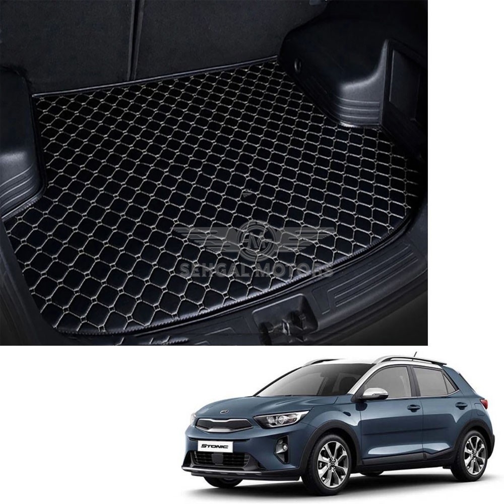 KIA Stonic 7D Trunk Mat Black With Beige Stitch Model 2020-2021