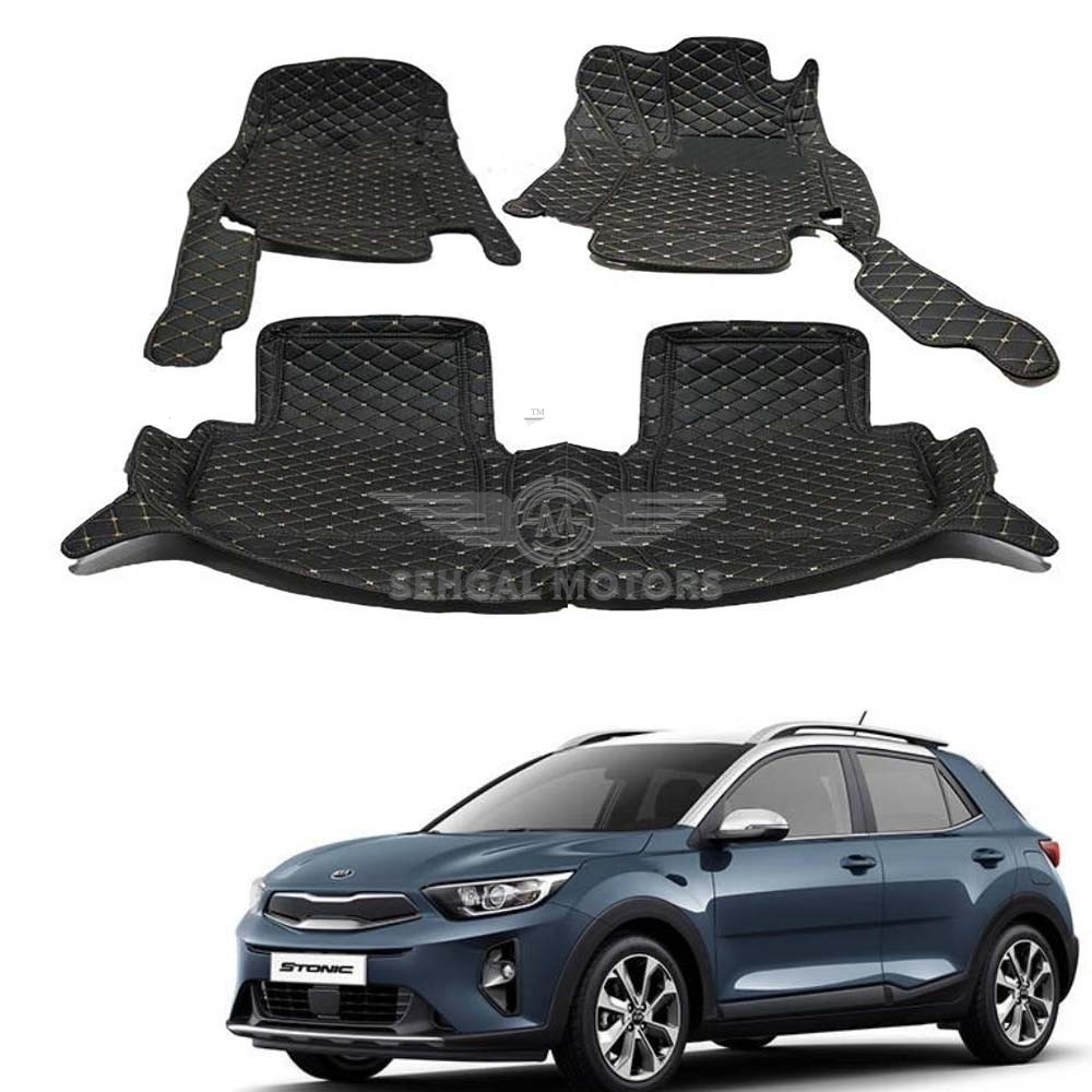 KIA Stonic 7D Floor Mat Black With Beige Stitch Model 2020-2021
