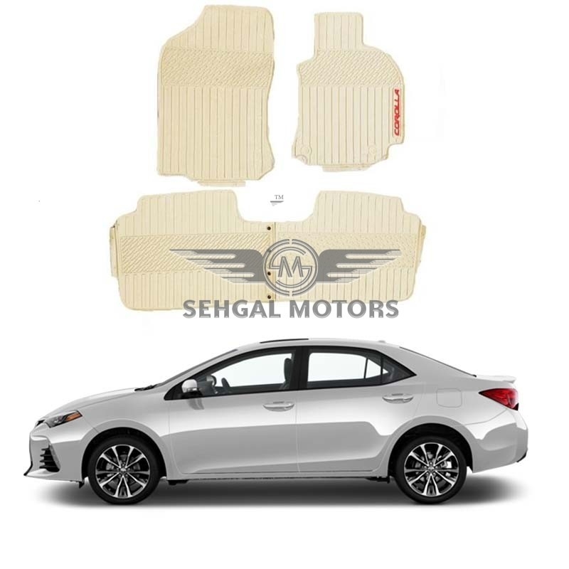 Toyota Corolla Rubber Floor Mat Beige 3 Pcs - Model 2014-2021