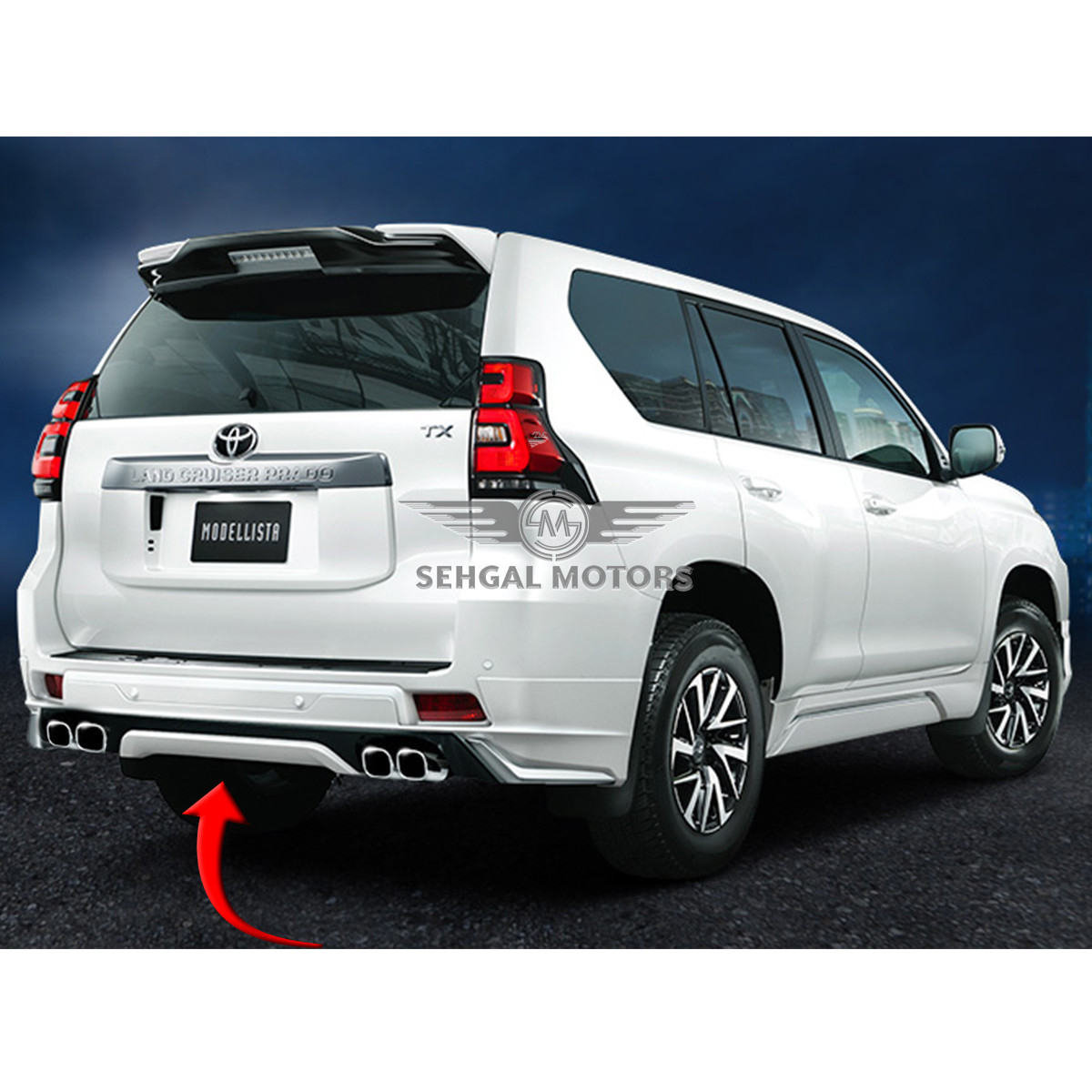 Toyota Prado FJ150 Back Body Kit / Lip Dual Exhaust (White) 2017-2021