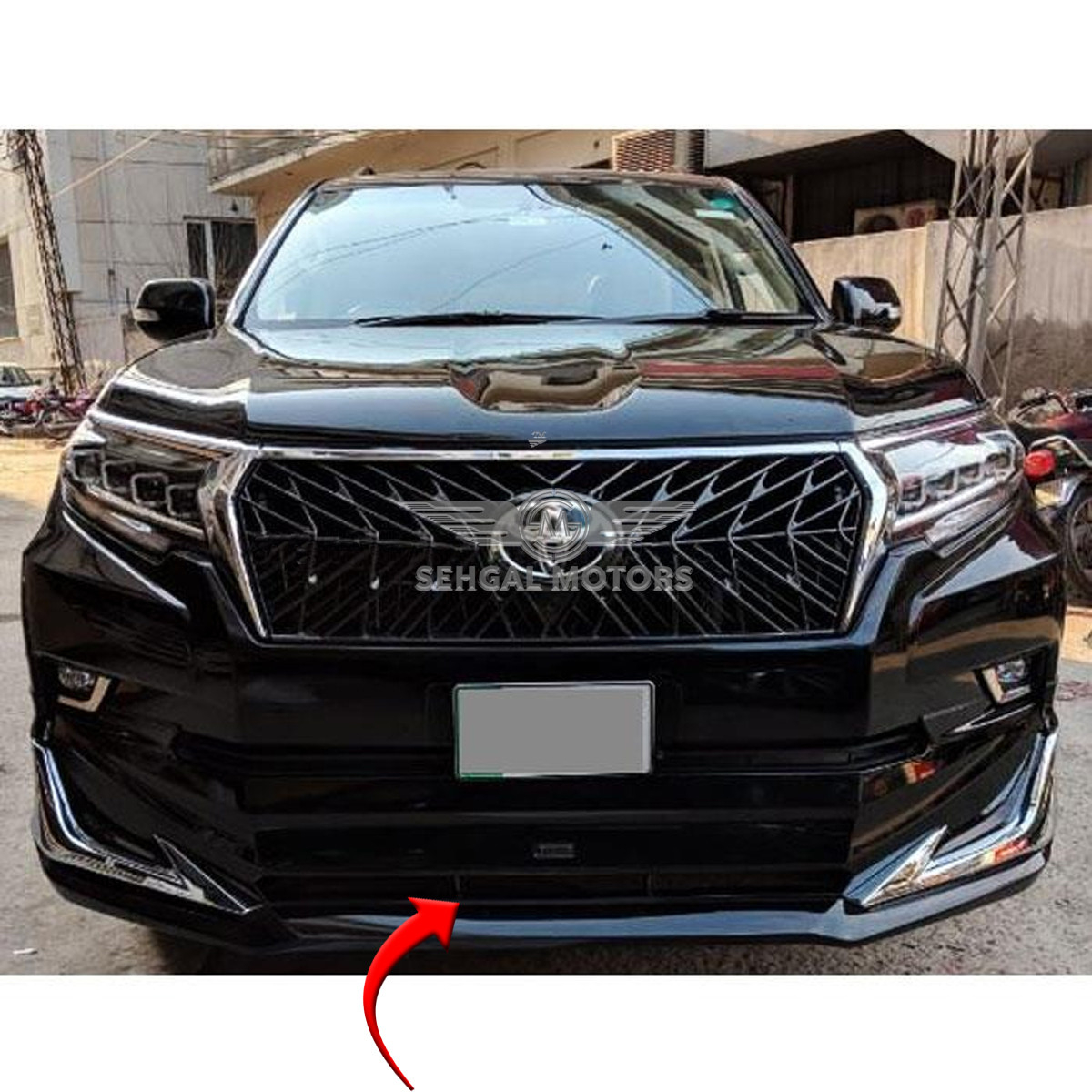 Toyota Prado FJ150 Front Body Kit / Lip with LED (Black) 2012-2014 