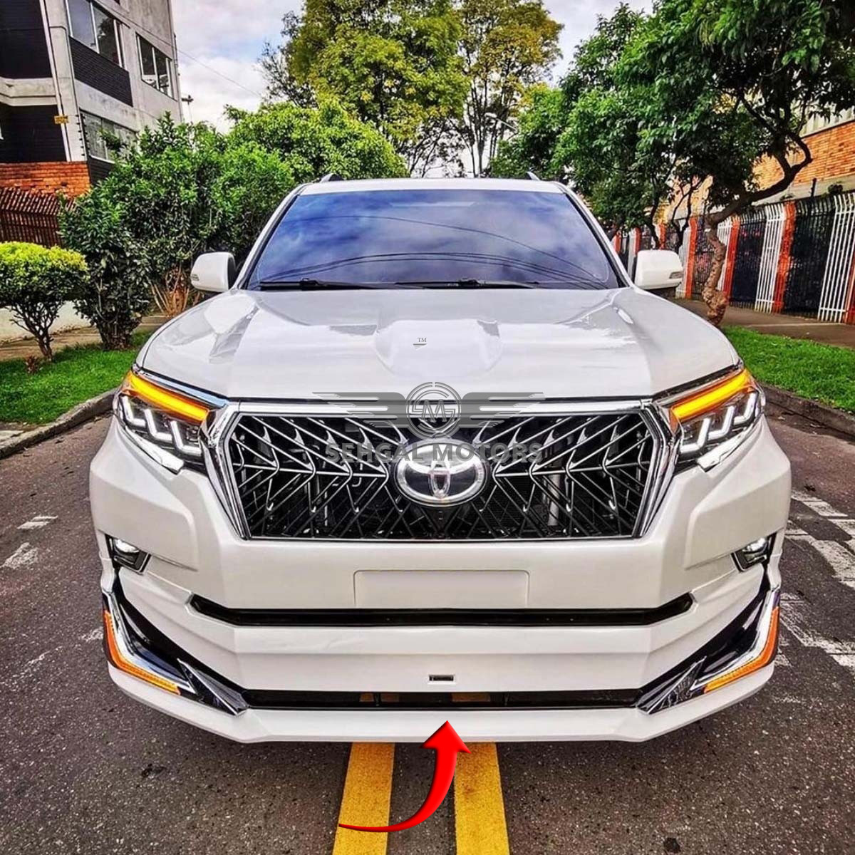Toyota Prado FJ150 Front Body Kit / Lip with LED Neon (White) 2017-2021